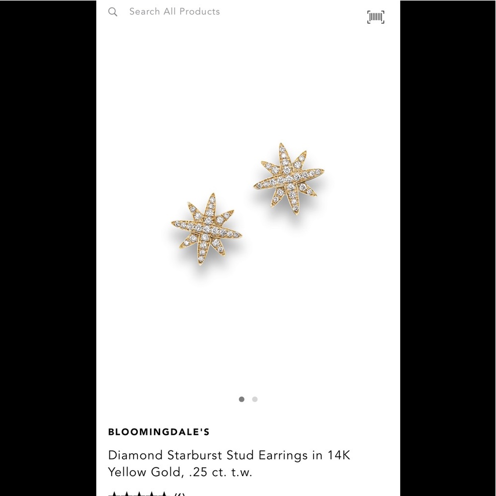 14K Yellow Gold Diamond Starburst Earrings